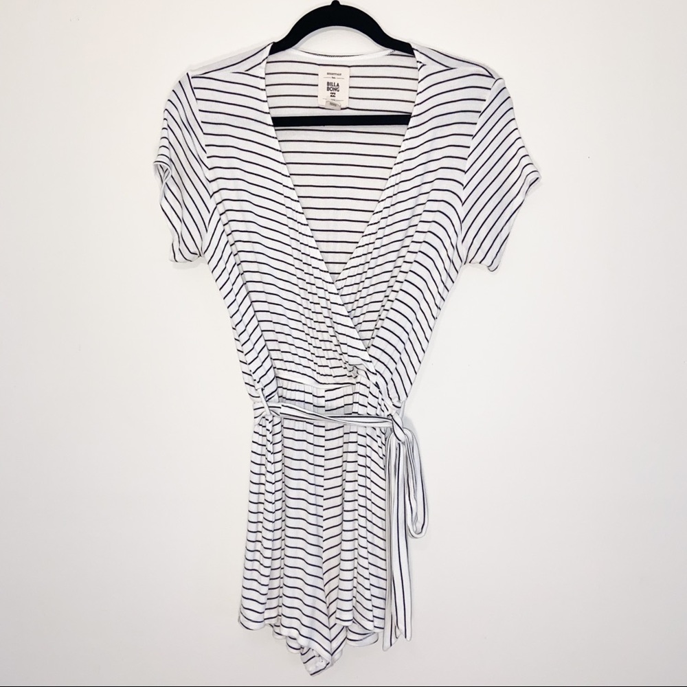 Billabong white and black striped romper
